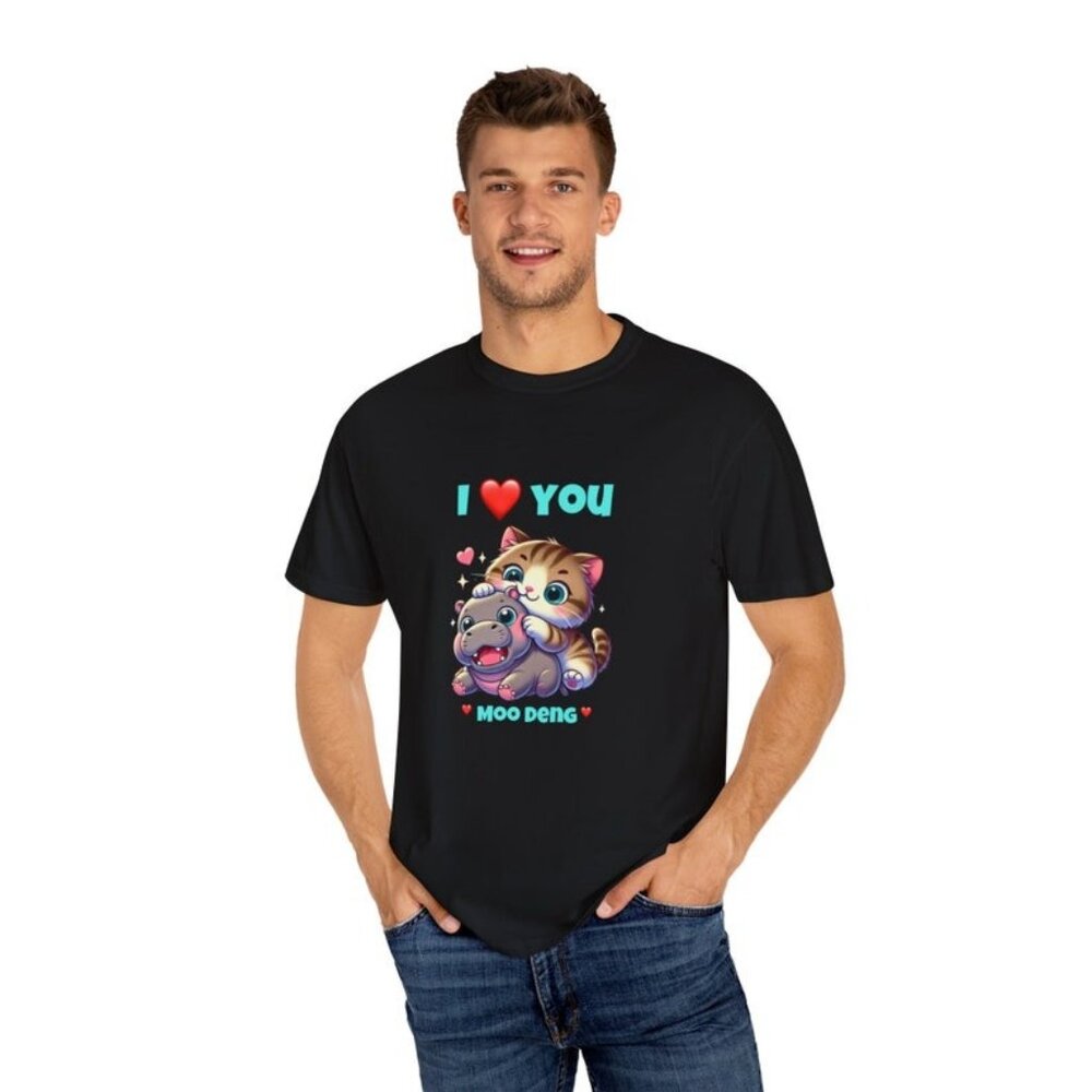 Baby Hippo and Siberian Cat Design Comfort Colours Tee